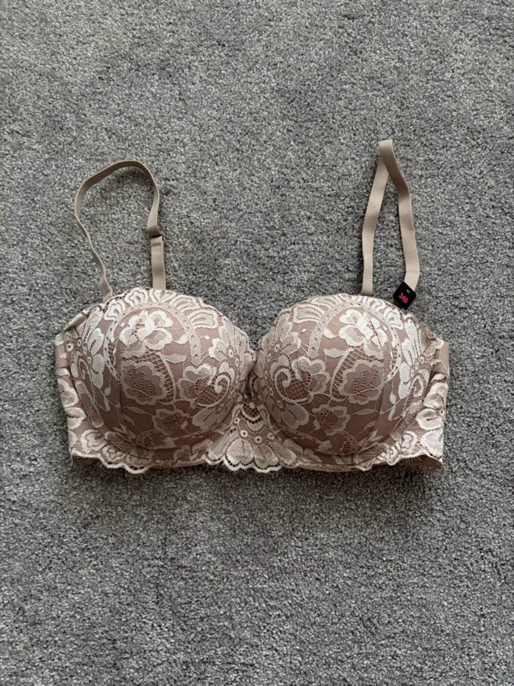 La Senza Up 2 Cups Push Up Lace Balconette/Strapless Bra (34D)